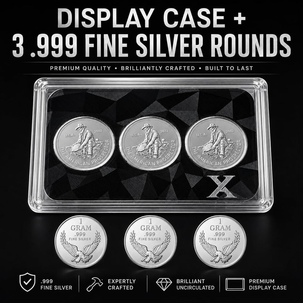 3 × 1g Silver Rounds + Display Case
