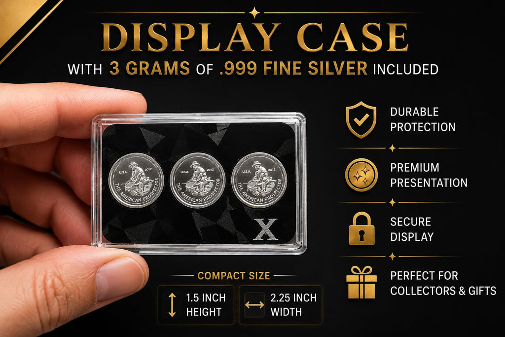 3 × 1g Silver Rounds + Display Case
