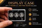 3 × 1g Silver Rounds + Display Case