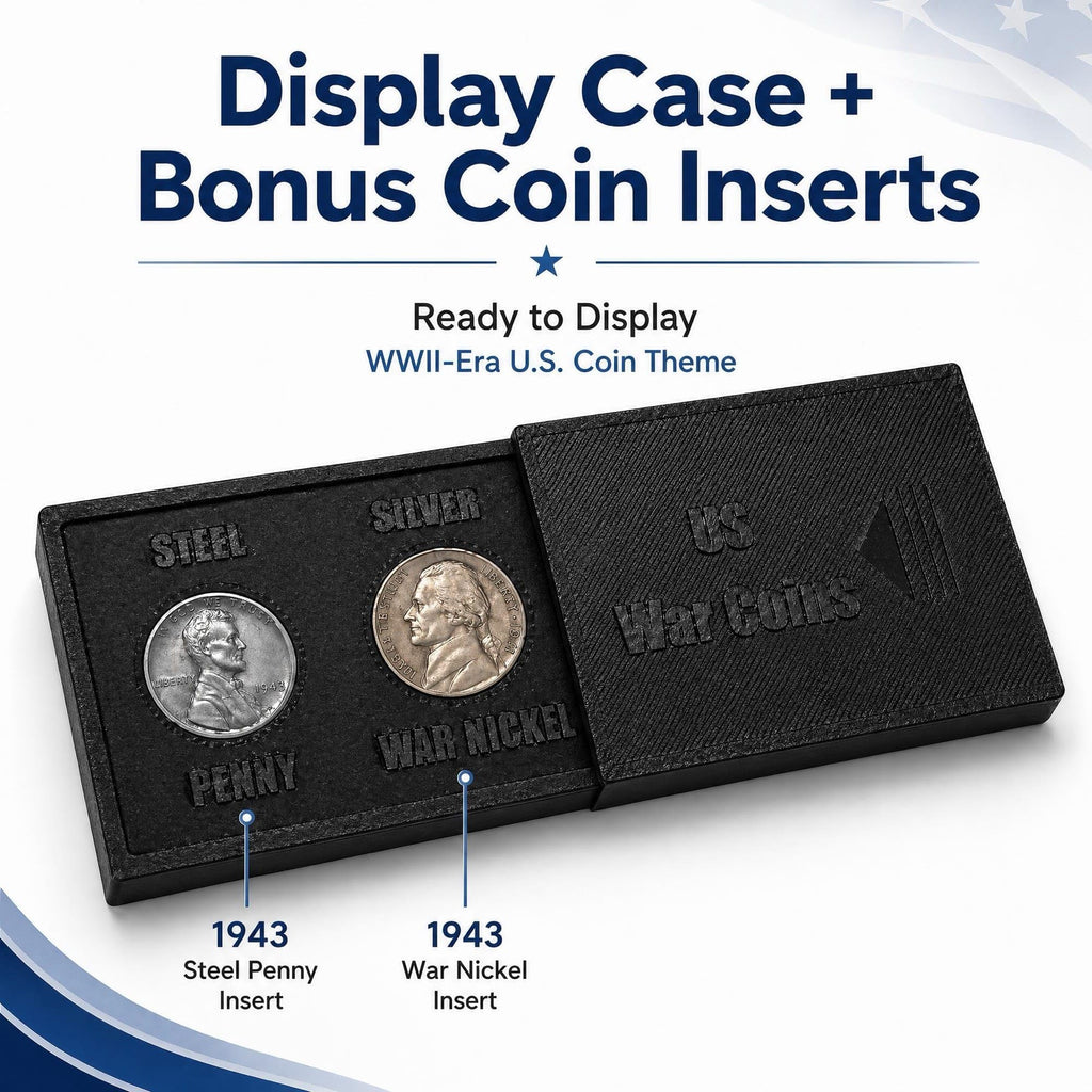 WWII Coin Display with Steel Cent & War Nickel