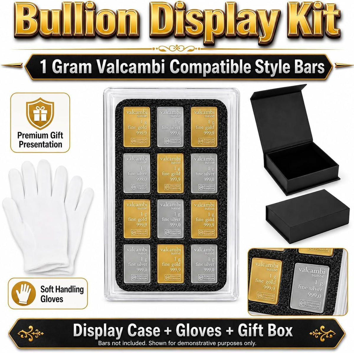Valcambi-Style 1g Bar Display Gift Set – 12 Slot