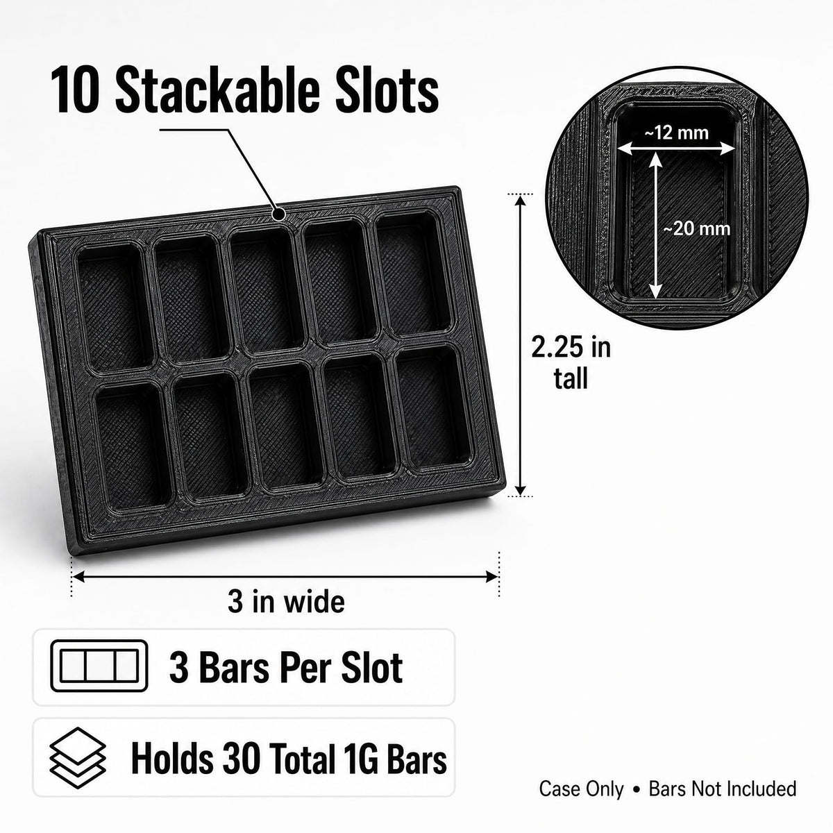 Scottsdale-Style 1g Bar Case – Holds 30