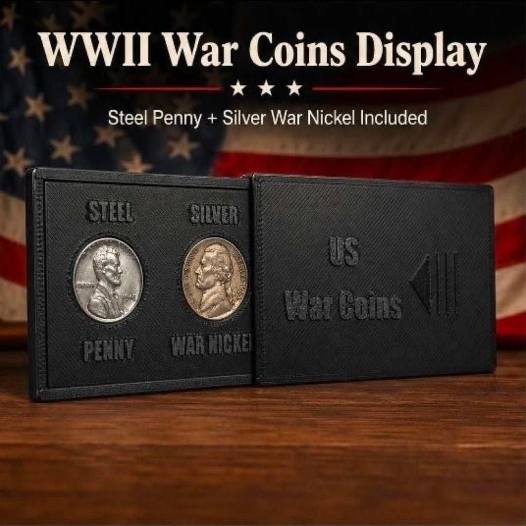 WWII Coin Display with Steel Cent & War Nickel