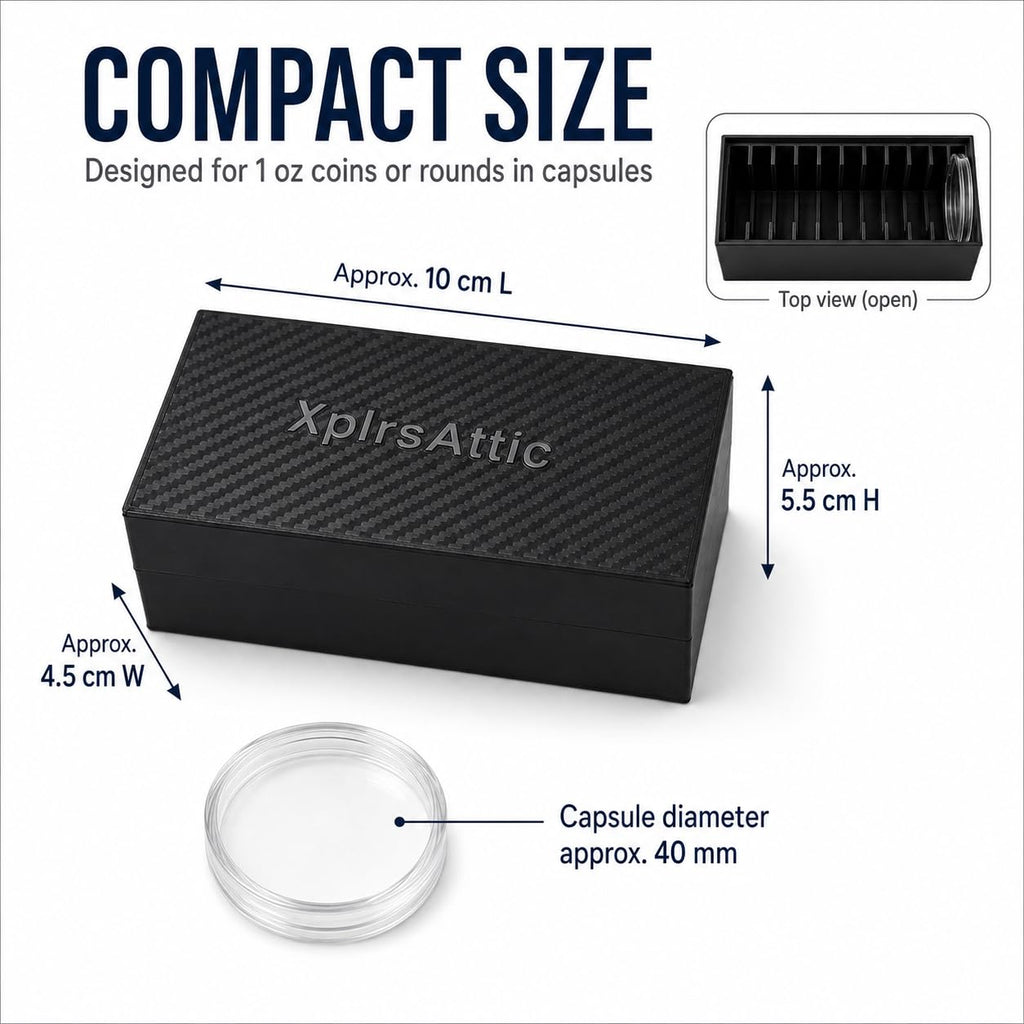 1 oz Coin Capsule Storage Box – 12 Capsules