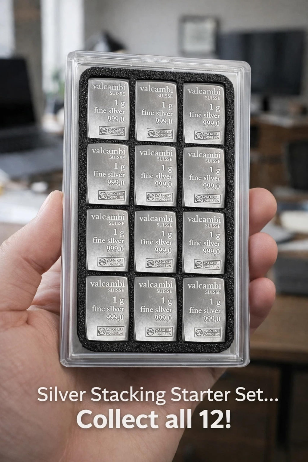 Valcambi-Style 1g Bar Display Case – 12 Slot