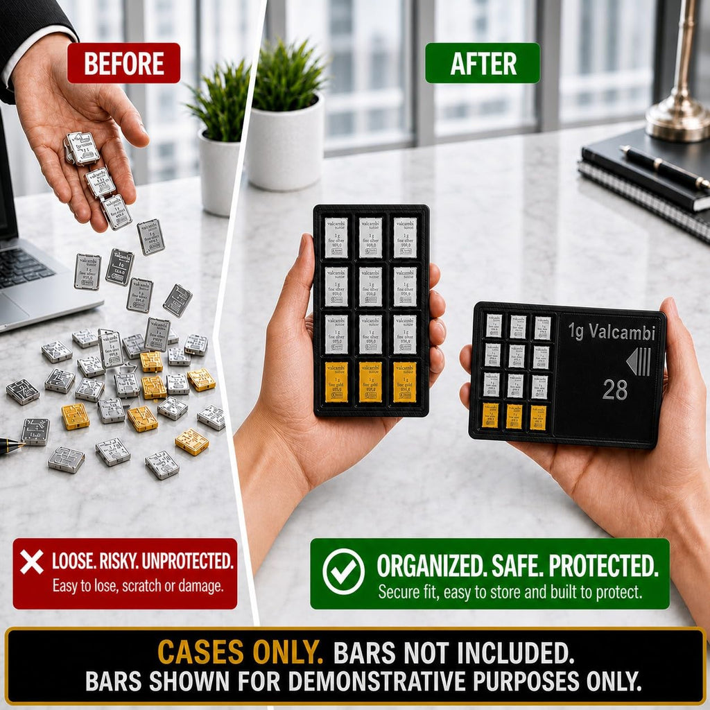 Valcambi-Style 1g Wallet + Display Case Bundle