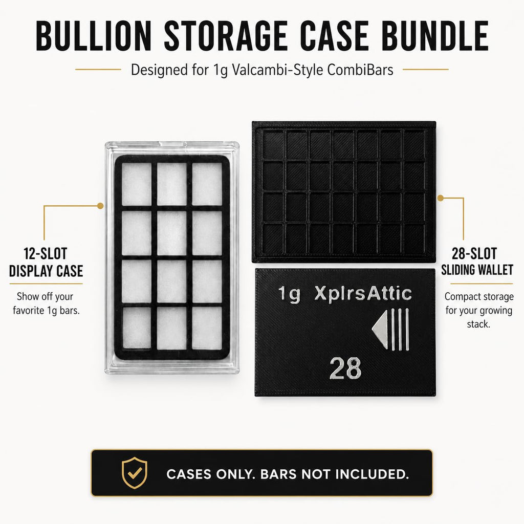 Valcambi-Style 1g Wallet + Display Case Bundle