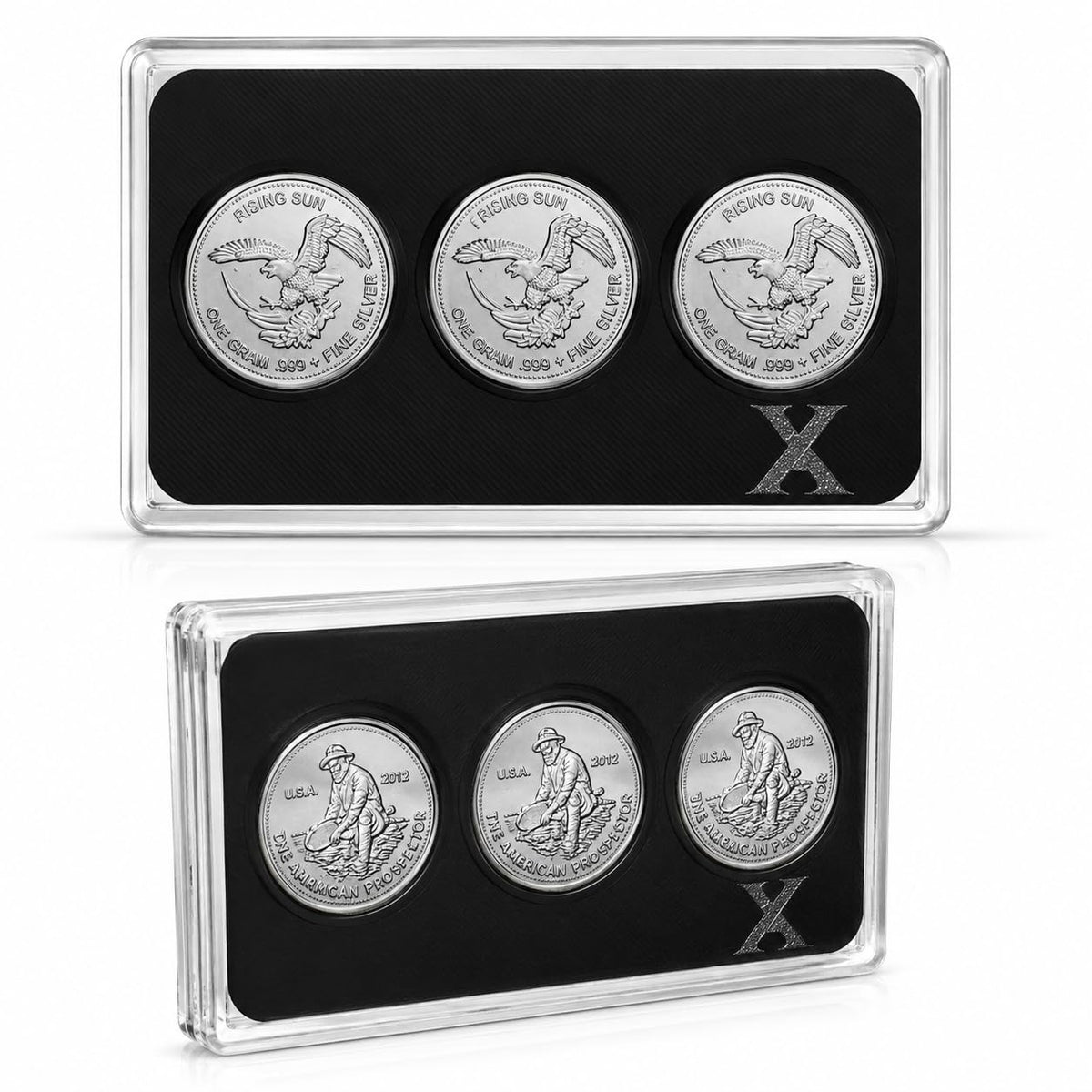 3 × 1g Silver Rounds + Display Case by XplrsAttic