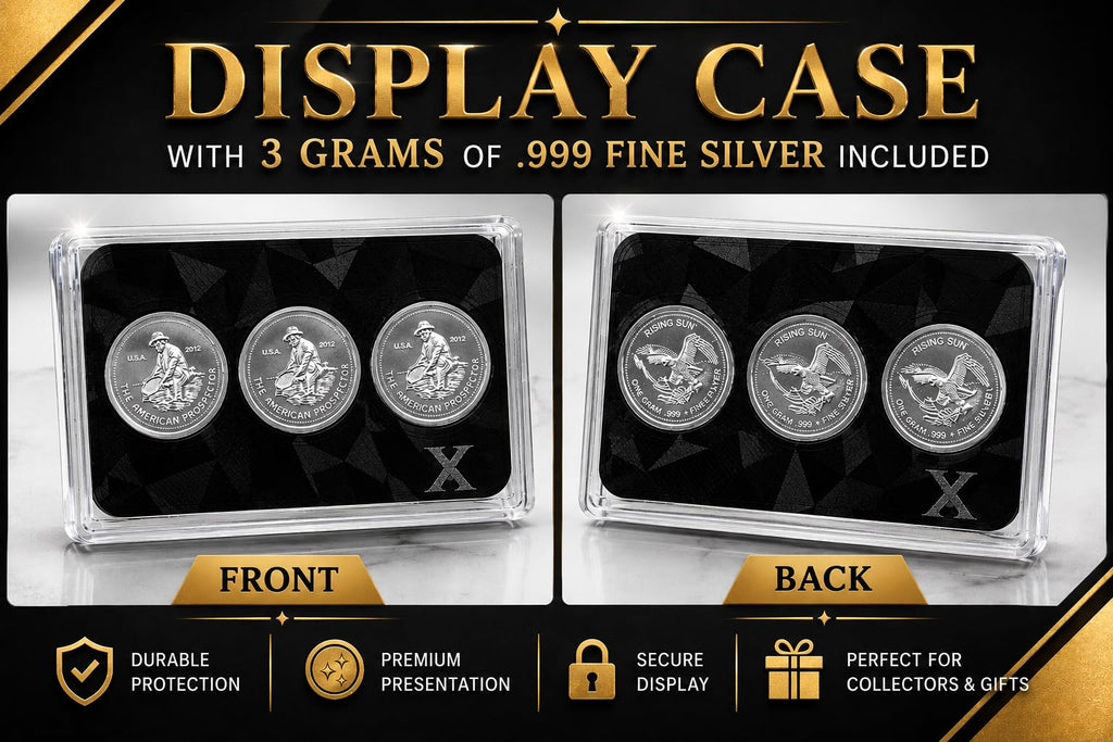 3 × 1g Silver Rounds + Display Case
