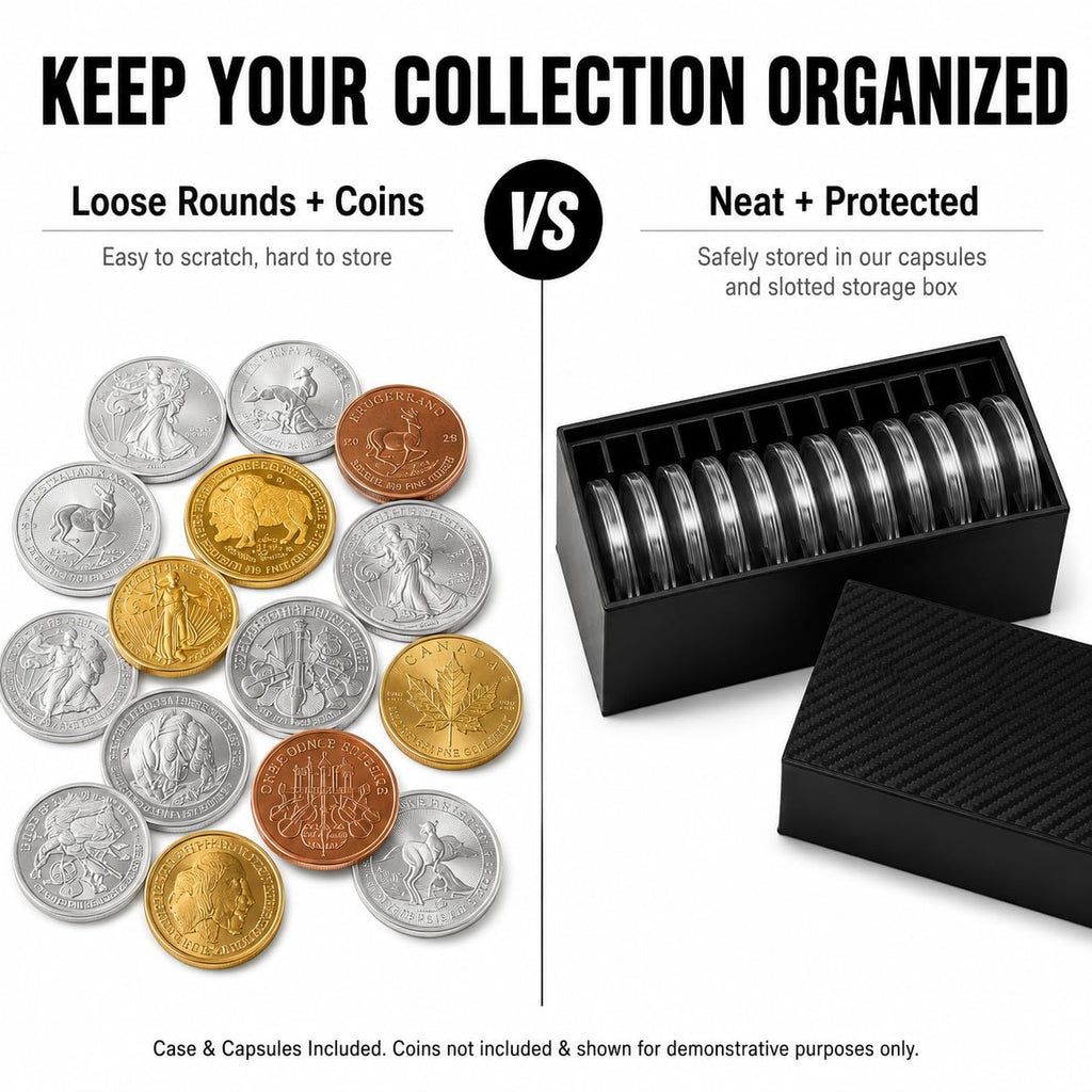 1 oz Coin Capsule Storage Box – 12 Capsules