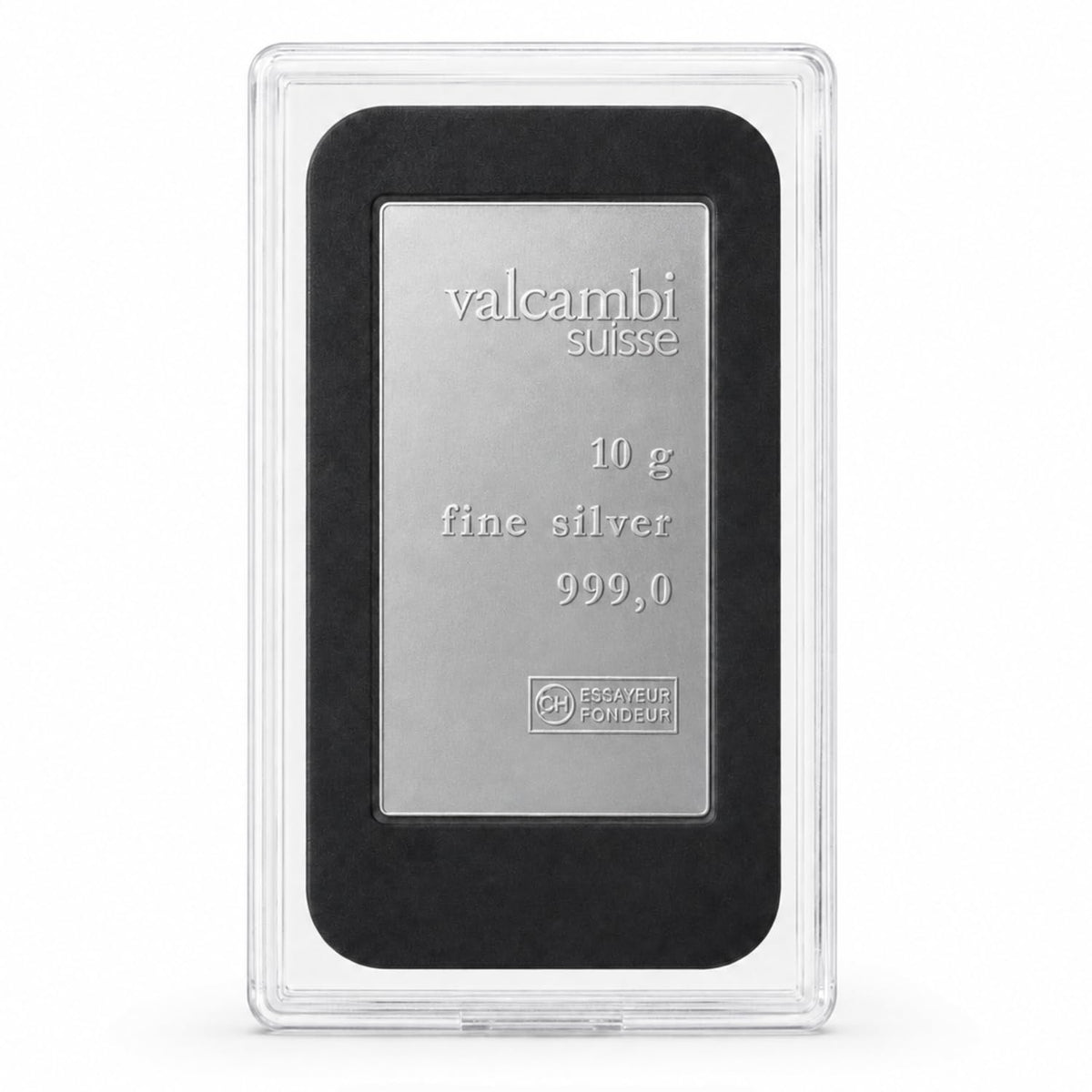 XplrsAttic 10 Gram Silver Bar Protective Case - Clear Display Holder for Valcambi-Style 10g CombiBar, Fitted Black Insert, Single Bar Format, Case Only