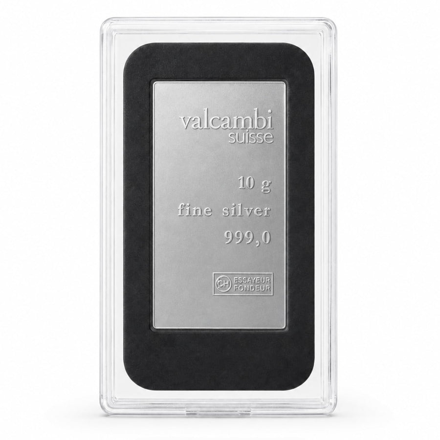 XplrsAttic 10 Gram Silver Bar Protective Case - Clear Display Holder for Valcambi-Style 10g CombiBar, Fitted Black Insert, Single Bar Format, Case Only