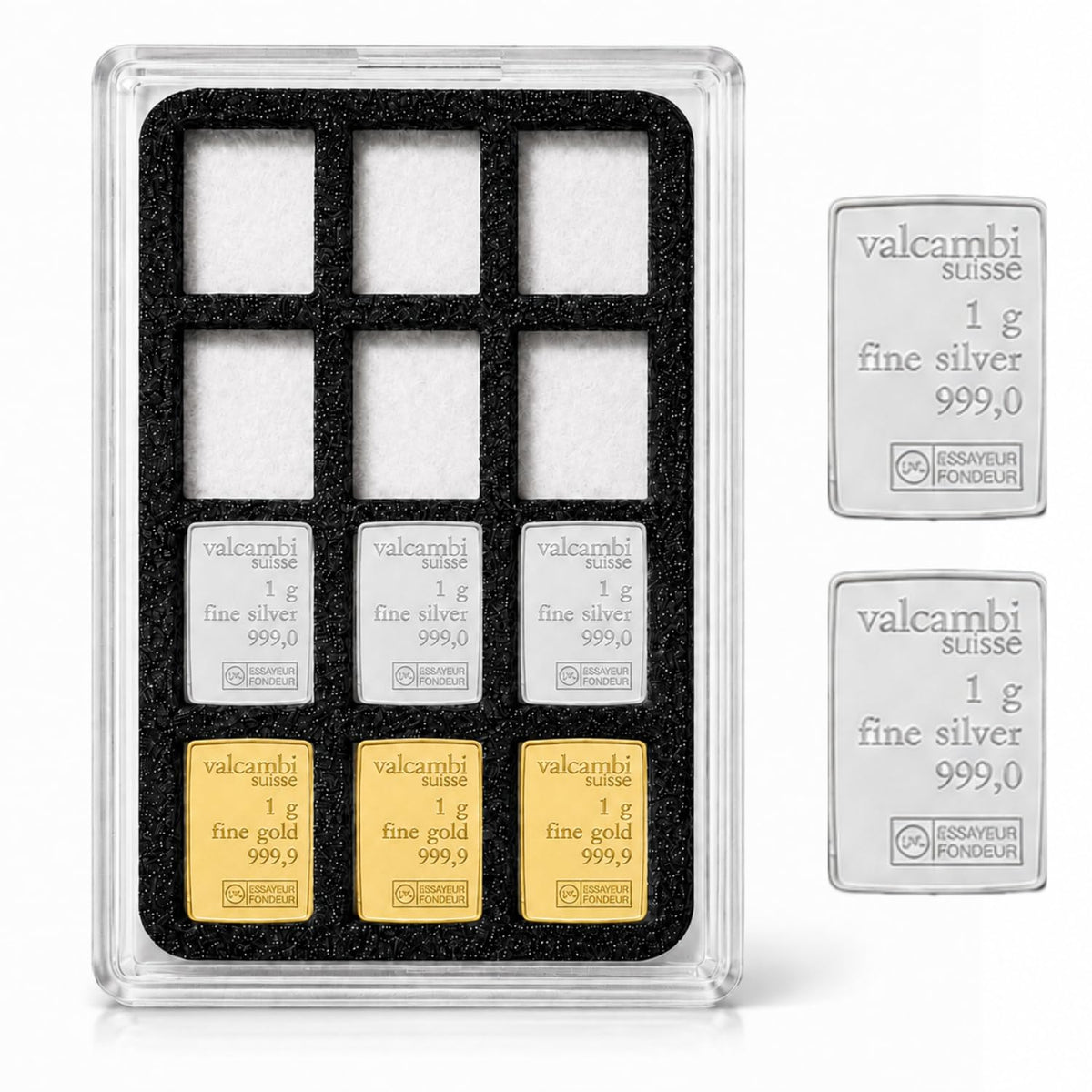 XplrsAttic 1 Gram Silver Bar Display Case - 12-Slot Bullion Holder for Valcambi-Style CombiBars, Fractional Gold Silver Platinum Stacker Organizer for Desk, Safe & Collector Storage