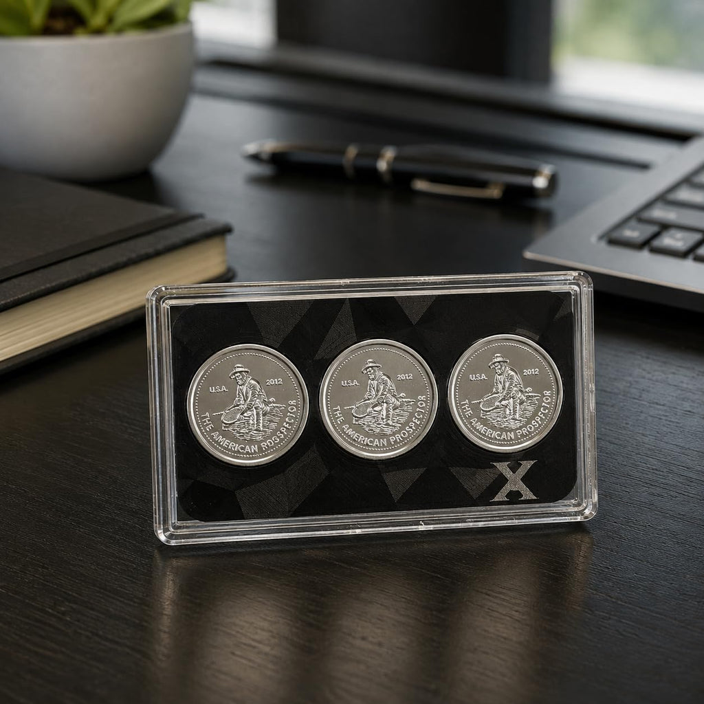 3 × 1g Silver Rounds + Display Case