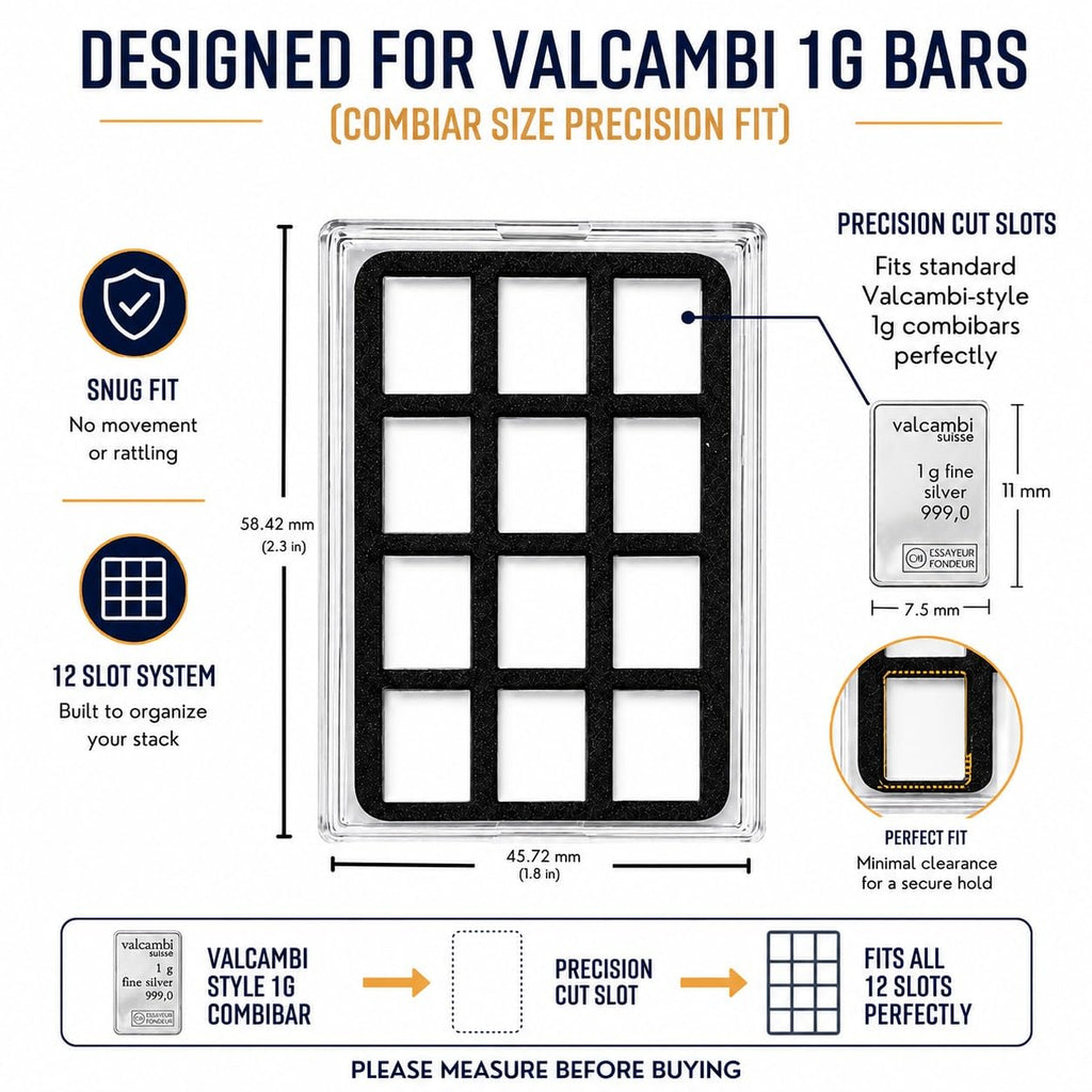 Valcambi-Style 1g Bar Display Case – 12 Slot