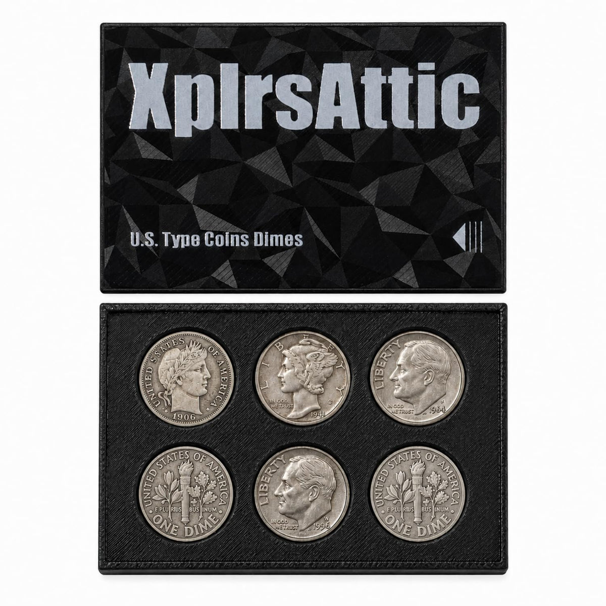 XplrsAttic U.S. Coin Type Set Display Case - Collector Holder for Lincoln Cent, Jefferson Nickel, Roosevelt Dime, Washington Quarter, Kennedy Half, Morgan Dollar