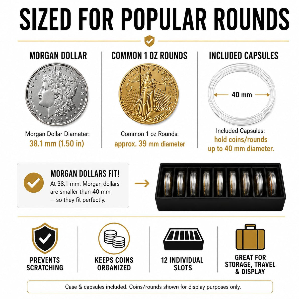 1 oz Coin Capsule Storage Box – 12 Capsules