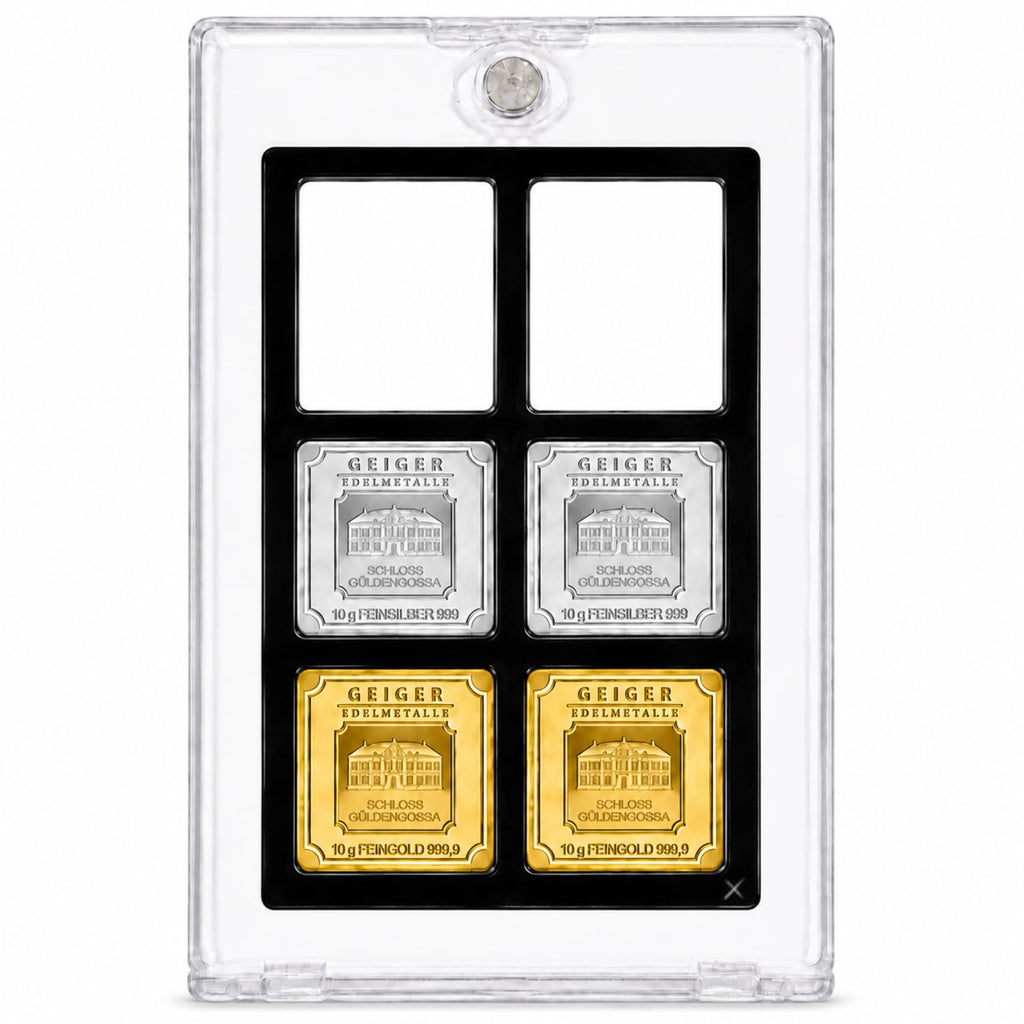 XplrsAttic Geiger Style Square Bar Display Case, Magnetic One Touch Bullion Holder for Gold & Silver Bars, Coin Showcase