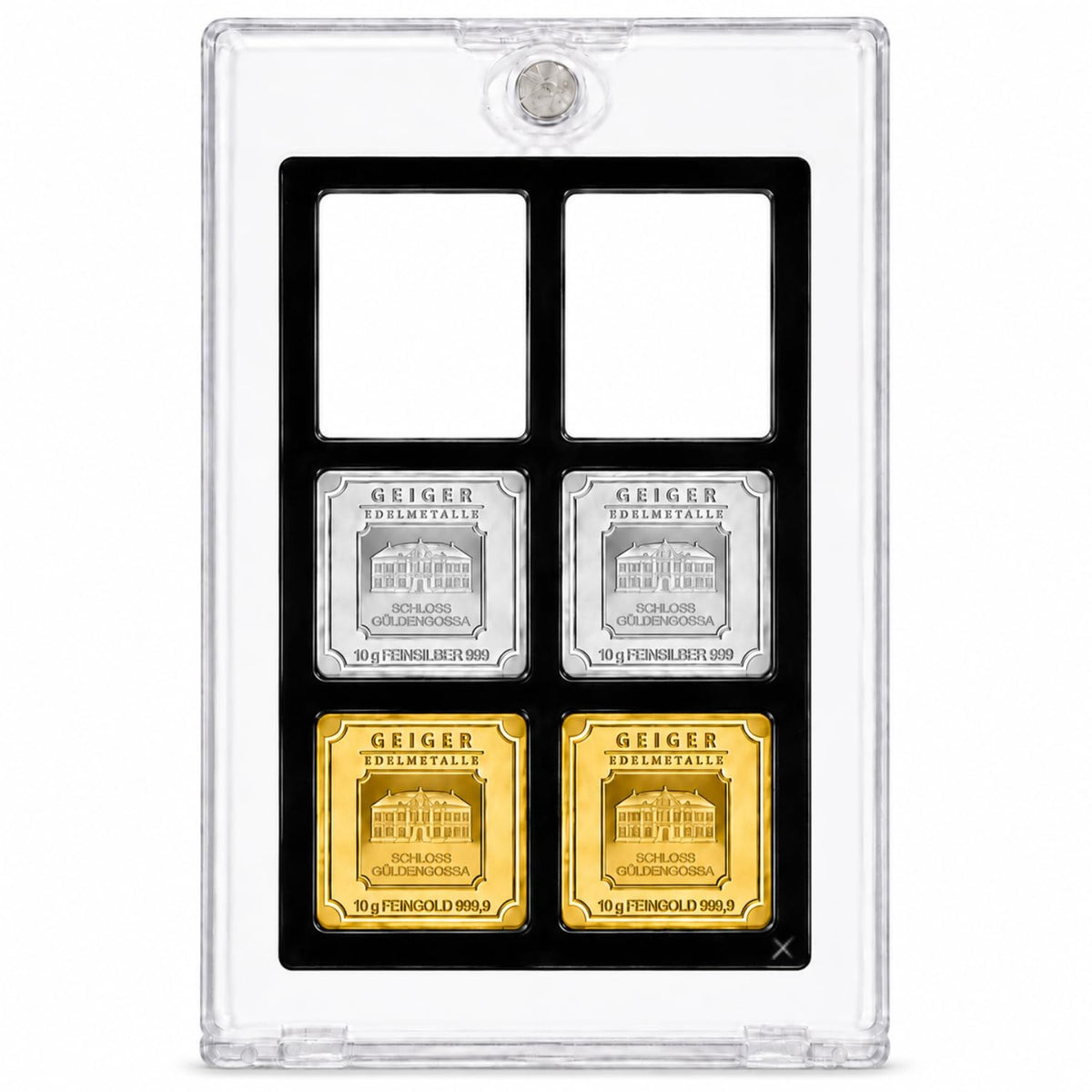 XplrsAttic Geiger Style Square Bar Display Case, Magnetic One Touch Bullion Holder for Gold & Silver Bars, Coin Showcase