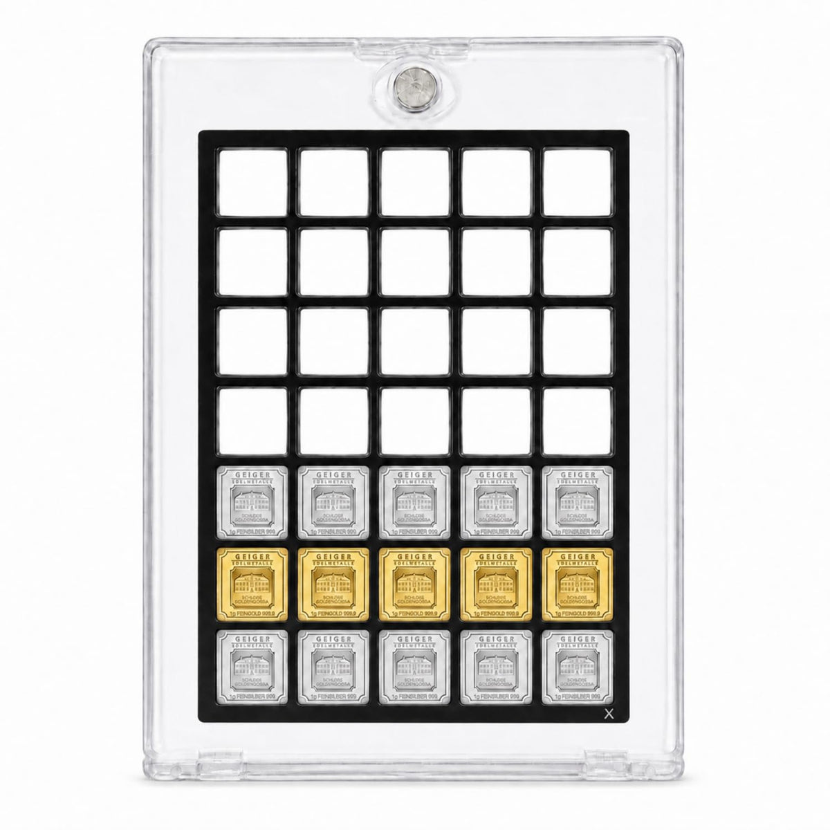XplrsAttic Geiger Style Square Bar Display Case, Magnetic One Touch Bullion Holder for Gold & Silver Bars, Coin Showcase