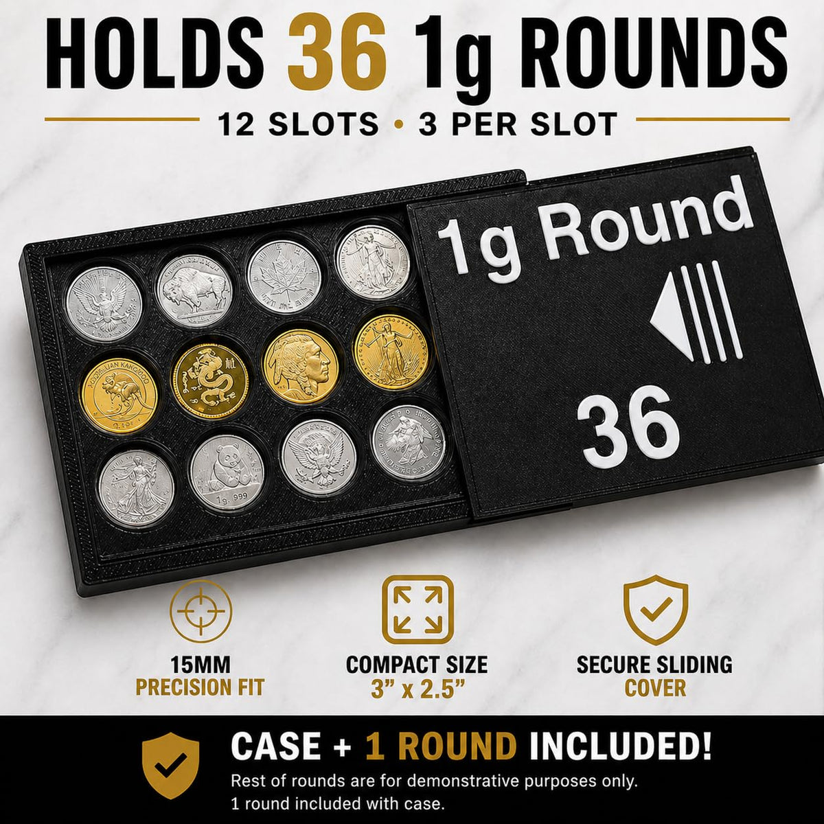 15mm 1g Round Wallet + Silver Round