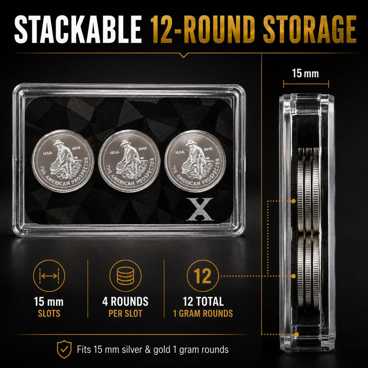 3 × 1g Silver Rounds + Display Case