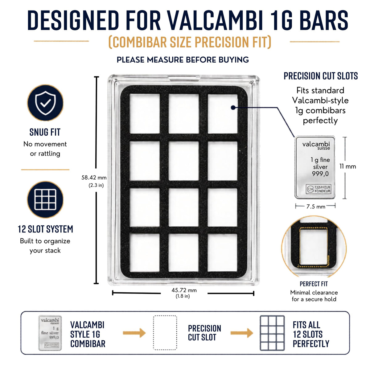Valcambi-Style 1g Bar Display Case – 12 Slot